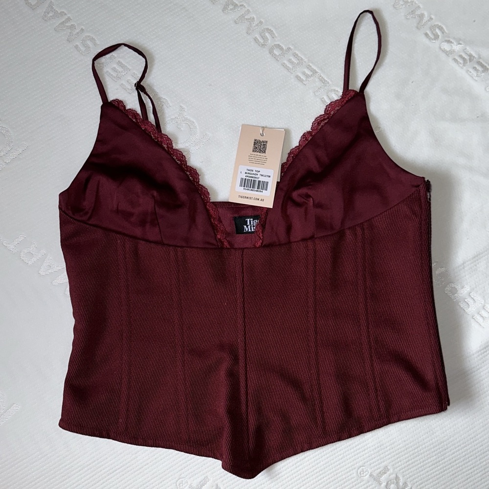 Burgundy corset tank brand new for tiger mist ( Taos top) in size large